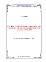 Các yếu tố tác động đến năng suất lao động của các doanh nghiệp việt nam giai đoạn 2010   2014  