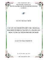Các yếu tố ảnh hưởng đến việc tham gia bảo hiểm xã hội tự nguyện của người lao động tự do tại thành phố hồ chí minh 