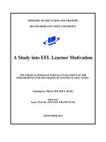 A study into EFL learner motivation  a thesis submitted in partial fulfillment of the requirements for the degree of master of arts in TESOL 