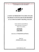 A survey of problems in teaching english grammar to non english major freshmen at tay ninh teachers training college 