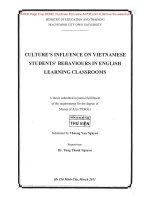 Cultures influence on vietnamese students behaviours in english learning classrooms 