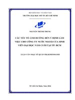 Các yếu tố ảnh hưởng đến ý định làm việc cho công ty nước ngoài của sinh viên đại học năm cuối tại thành phố hồ chí minh 