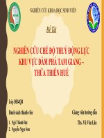 SLIDE NGHIÊN CỨU CHẾ ĐỘ THUỶ ĐỘNG LỰC KHU VỰC ĐẦM PHÁ TAM GIANG – THỪA THIÊN HUẾ