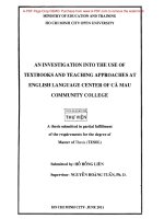 An investigation into the use of textbooks and teaching approaches at english language center of ca mau community college  