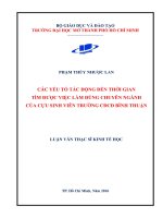 Các yếu tố tác động đến thời gian tìm được việc làm đúng chuyên ngành của cựu sinh viên trường cao đẳng cộng đồng bình thuận 