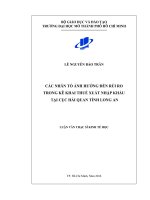 Các nhân tố ảnh hưởng tới rủi ro trong kê khai thuế xuất nhập khẩu tại cục hải quan long an 