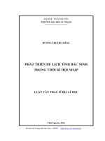Phát triển du lịch tỉnh Bắc Ninh trong thời kì hội nhập (LV thạc sĩ)