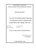 Các yếu tố ảnh hưởng đến ý định mua sản phẩm rau sạch của khách hàng tại siêu thị bigc việt nam 