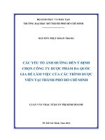 Các yếu tố ảnh hưởng đến ý định chọn công ty dược phẩm đa quốc gia để làm việc của các trình dược viên tại thành phố hồ chí minh