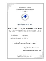 Các yếu tố tác động đến di cư việc làm tại khu vực đồng bằng sông cửu long 