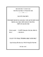 Tích hợp nội dung giáo dục chủ quyền biển đảo trong dạy học môn giáo dục công dân ở trường trung học phổ thông Lê Lợi, Hà Nội