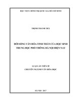 Đời sống văn hóa tinh thần của học sinh trung học phổ thông Hà Nội hiện nay