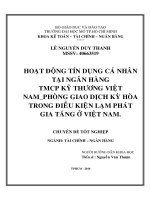 Hoạt động tín dụng cá nhân tại ngân hàng TMCP kỹ thương việt nam phòng giao dịch kỳ hòa trong điều kiện lạm phát gia tăng ở việt nam 