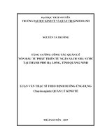 Tăng cường công tác quản lý vốn đầu tư phát triển từ ngân sách nhà nước tại thành phố hạ long, tỉnh quảng ninh 
