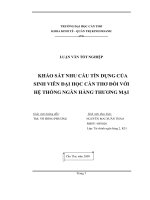 Luận văn khảo sát nhu cầu tín dụng của sinh viên đại học cần thơ đối với hệ thống ngân hàng thương mại
