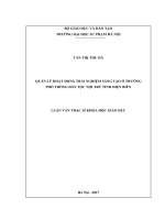Quản lý hoạt động trải nghiệm sáng tạo ở trường phổ thong dân tộc nội trú tỉnh điện biên 