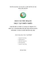 BÁO CÁO THU HOẠCH  THỰC TẬP THIÊN NHIÊN: VAI TRÒ VÀ TẦM QUAN TRỌNG CỦA  KHU VỰC TAM ĐẢO ĐỐI VỚI VIỆC BẢO TỒN ĐA DẠNG  SINH HỌC VÀ BẢO VỆ MÔI TRƯỜNG BẮC BỘ.