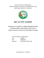ĐÁNH GIÁ TÁC ĐỘNG CỦA BIẾN ĐỔI KHÍ HẬU ĐỐI  VỚI HOẠT ĐỘNG NUÔI TRỒNG THỦY SẢN Ở  TỈNH AN GIANG VÀ ĐỀ XUẤT GIẢI PHÁP ỨNG PHÓ