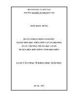 Quản lý hoạt động giáo dục ngoài môn học theo tiếp cận xã hội hoá ở các trường THCS huyện điện biên đông tỉnh điện biên 