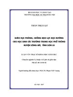 Giáo dục phòng, chống bạo lực học đường cho học sinh các trường trung học phổ thông huyện sông mã, tỉnh sơn la 