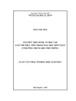 Tổ chức một số dự án học tập gắn với thực tiễn trong dạy học môn Toán ở trường trung học phổ thông (LV thạc sĩ)