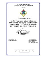 Luận văn phân tích khả năng tiếp cận nguồn vốn tín dụng của nông hộ trong sản xuất nông nghiệp ở huyện trà ôn, tỉnh vĩnh long 
