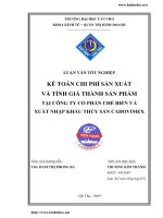 Luận văn kế toán chi phí sản xuất và tính giá thành sản phẩm tại công ty cổ phần chế biến và xuất nhập khẩu thủy sản CADOVIMEX 
