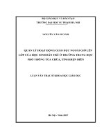 Quản lí hoạt động giáo dục ngoài giờ lên lớp của học sinh bán trú ở các trường trung học phổ thông tủa chùa, huyện tuần giáo tỉnh điện biên 