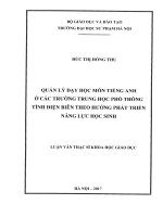 Quản lý dạy học môn tiếng anh ở các trường THPT tỉnh điện biên theo hướng phát triển năng lực học sinh 