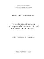 Tính siêu lồi, tính taut và tính k   đầy của các tập mở không bị chặn trong c 