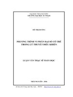 Phương trình vi phân đại số có trễ trong lý thuyết điều khiển (LV thạc sĩ)