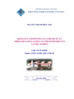 Luận văn khảo sát ảnh hưởng của chế độ xử lý nhiệt đến chất lượng sản phẩm đồ hộp vụn cá tra nghiền 