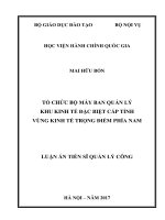 Tổ chức bộ máy Ban Quản lý Khu Kinh tế đặc biệt cấp tỉnh Vùng kinh tế trọng điểm phía Nam. (LA tiến sĩ)