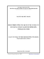 Hoàn thiện công tác quản lý dự án đầu tư xây dựng cơ bản tại huyện bình liêu, tỉnh quảng ninh 