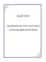Luận văn thực hiện pháp luật về bảo vệ môi trường ở các khu công nghiệp tỉnh hải dương 