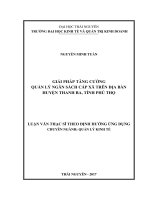 Giải pháp tăng cường quản lý ngân sách cấp xã trên địa bàn huyện thanh ba, tỉnh phú thọ 