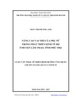 Nâng cao vai trò của phụ nữ trong phát triển kinh tế hộ ở huyện lân thao, tỉnh phú thọ
