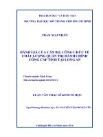 ĐÁNH GIÁ CỦA CÁN BỘ, CÔNG CHỨC VỀ CHẤT LƯỢNG QUẢN TRỊ HÀNH CHÍNH CÔNG CẤP TỈNH TẠI LONG AN