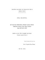 Sử dụng phương pháp giải tích trong giải các bài toán đại số sơ cấp (Khóa luận tốt nghiệp)