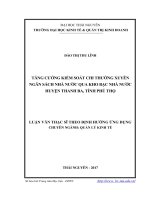 Tăng cường kiểm soát chi thường xuyên ngân sách nhà nước qua kho bạc nhà nước huyện thanh ba, tỉnh phú thọ 