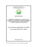 Nghiên cứu ảnh hưởng của liều lượng phân hữu cơ vi sinh Quế Lâm đến sinh trưởng phát triển của giống lúa Hương Chiêm tại thị xã Nghĩa Lộ, tỉnh Yên Bái (LV thạc sĩ)