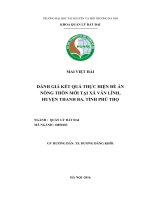 ĐÁNH GIÁ KẾT QUẢ THỰC HIỆN ĐỀ ÁN  NÔNG THÔN MỚI TẠI XÃ VÂN LĨNH,  HUYỆN THANH BA, TỈNH PHÚ THỌ