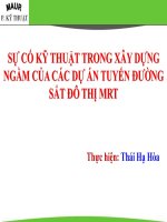 SỰ CỐ KĨ THUẬT TRONG CÁC CÔNG TRÌNH NGẦM TUYẾN ĐƯỜNG SẮT METRO ĐÔ THỊ