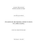Ổn định mũ hệ phương trình vi phân suy biến dương (LV thạc sĩ)