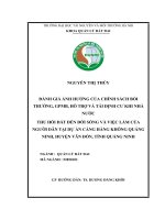 ĐÁNH GIÁ ẢNH HƯỞNG CỦA CHÍNH SÁCH BỒI THƯỜNG, GPMB, HỖ TRỢ VÀ TÁI ĐỊNH CƯ KHI NHÀ NƯỚC  THU HỒI ĐẤT ĐẾN ĐỜI SỐNG VÀ VIỆC LÀM CỦA NGƯỜI DÂN TẠI DỰ ÁN CẢNG HÀNG KHÔNG QUẢNG NINH, HUYỆN VÂN ĐỒN, TỈNH QUẢNG NINH