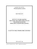 Quản lý văn hóa trường Trung học phổ thông Hồng Quang  Thành phố Hải Dương trong bối cảnh đổi mới giáo dục (LV thạc sĩ)
