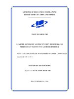 Learner autonomy as perceived by teachers and students at nguyen van linh high school  a thesis submitted in partial fulfillment of the requirements for the degree of master of arts in TESOL 