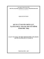 Quản lý nguồn nhân lực tại đài phát thanh và truyền hình tỉnh phú thọ 