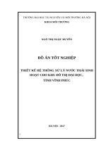 THIẾT KẾ HỆ THỐNG XỬ LÝ NƯỚC THẢI SINH HOẠT CHO KHU ĐÔ THỊ ĐẠI HỌC,  TỈNH VĨNH PHÚC