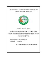 XÂY DỰNG HỆ THỐNG TƯ VẤN BÀI VIẾT TRÊN FORUM CHO NGƯỜI DÙNG TRÊN CƠ SỞ CÔNG NGHỆ WEB